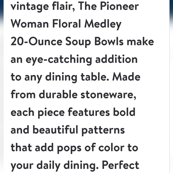 🎁 New Pioneer Woman Medley 20 Oz Soup Bowls - Picture 7 of 9